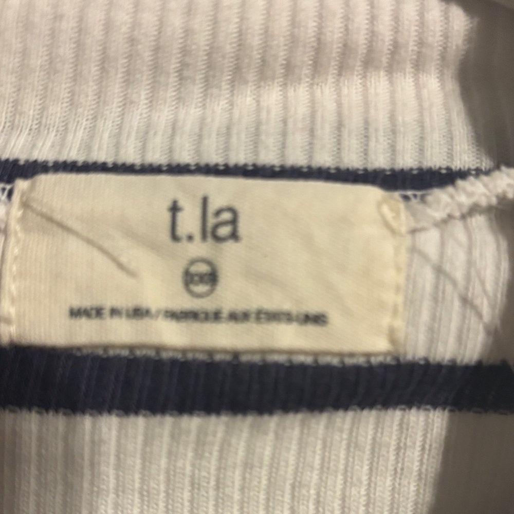 T.La by Anthropologie Striped Ruffled turtleneck top size XXS - Picture 6 of 7